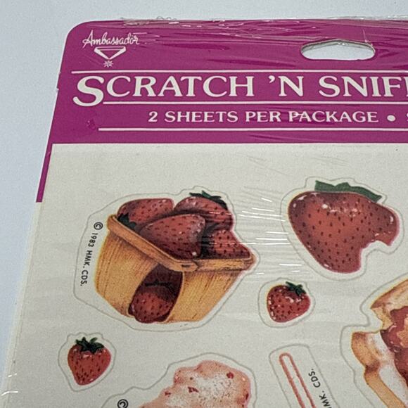 MINT NOS 1983 Hallmark Scratch ’N Sniff Stickers - Strawberry Scent/Theme - Picture 7 of 14